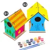 Explosões DIY casa de pássaro de madeira brinquedo ebay Amazon wish comércio exterior Casa de Pássaro crianças pintada grafite gaiola de pássaro