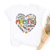 Camiseta de Mujer con Estampado Maestro a la Moda, Top Camiseta Cómodo para Maestra, Camiseta de Moda de Manga Corta con Cuello Redondo, Mejor Maestra