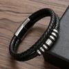 Pulsera tejida de cuero de doble capa personalizada AliExpress wish transfronteriza con hebilla magnética acero inoxidable joyería de cadena de cuero simple para hombres y mujeres