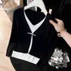 ¡Un disparo real! ¡Un disparo real! Top Falso de Dos Piezas para Otoño e Invierno para Mujer, Camisa Pequeña que Reduce la Edad, Suéter de Punto para Mujer, Top Francés