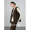 Estilo Novo Outono e Inverno 2026 Colete Jaqueta Sem Mangas Slim-Fit Versátil para Mulheres com Design Único e Elegante Estilo Executivo na Cor Café