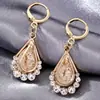 Brinco Argola Retro Tribunal Forma de Gota d'Água Cravejado com Diamantes Pendente Trabalhado Pesado Oco Pingente Totalmente Diamantado Brinco Joia Brilho Luxo Brinco Joia Atacado