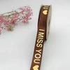 Cinta Popular Caliente Sólida de 2.5cm Letras Estampadas en Caliente Día de San Valentín Empaque de Regalo Cinta para Pastel Impresión Ramo