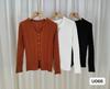 Nueva camisa de base de punto hueco para mujer, diseño de moda otoño e invierno, prenda exterior holgada, cuello redondo corto, manga larga, tejida
