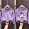 Camiseta Térmica Base para Niñas de Felpa Cepillada Interna Estilo Otoño/Invierno para Niños Medianos y Mayores Cuello Semi Alto Manga Larga Nueva Colección Otoño/Invierno