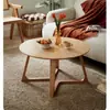 Mesa de centro redonda de madera maciza nórdica, mesa redonda pequeña estilo ISN, mesa baja de tatami japonés, popular en alojamientos tipo Airbnb en línea, adecuada para tomar el té en el balcón
