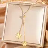Colar de corpo inteiro em aço titânio, temperamento personalidade, best-seller transfronteiriço, feminino, banhado a ouro 18K, corrente clavícula, joia que não desbota