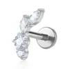 Brincos de Liga de Titânio Joias para Mulheres Transfronteiriças Novo Olho de Cavalo Estrela Zircônia Piercing de Língua Lábio Piercing Corporal Joias Atacado