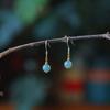 Brincos de jadeíta A Goods Natural Blue Water Material 925 Tremella Line Ice Penetrant Estilo chinês Brincos de ouro 14k Live Supply