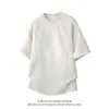 Camiseta de retazos de remaches deconstruida, talla grande para hombre, verano, corte limpio, con un elegante diseño en el hombro, estilo americano, holgada, casual, color liso