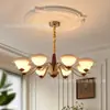 Lámpara de araña, Lámpara de sala de estar, Lámpara Mágica de Frijol de Lujo Vintage, Lámpara Francesa de Gama Alta para Comedor, Iluminación de Pasillo Retro Americana de Madera de Nogal