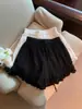 Shorts de Encaje Blanco para Mujer 2025 Estilo Caliente Súper Caliente Otoño Tallas Grandes mm Gorditas Aspecto Adelgazante Pantalones Falda de Corte A Pantalones de Pierna Ancha