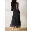 Vestido de Seda de Morera con Lunares 2026 Verano Nuevo Estilo Cuello en V Manga Larga Longitud Media Vestido de Seda Elegante Ropa para Mujer