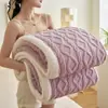 Nova Manta Jacquard de Fleece Tafetá de Alta Gramatura 180g Dupla Face Manta Macia de Fleece de Algodão Manta de Lã de Cordeiro Conjunto de Roupa de Cama