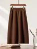 Lana fina, cintura alta, longitud media, caída elegante, adelgazante, favorecedor para cualquier tipo de cuerpo, de mujer, otoño/invierno, elegante, falda versátil