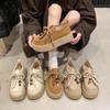 Sapatos Mocassins Casuais Femininos Estilo Coreano Couro Macio Fosco com Franjas e Contas Cadarço Plano Estilo Birkenstock Versátil