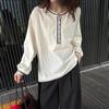 Camisa de Lino para Mujer, Estilo Bohemio Nuevo para Principios de Otoño, Bordada, Media Cardigan, Manga Larga, Diseño 2025, Top Holgado