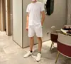 Traje Masculino de Verão com Estampa Completa de Letras B, Secagem Rápida, Seda de Gelo Refrescante, Malha Respirável, Gola Redonda, para o Dia a Dia ao Ar Livre