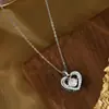 Corrente Elegante para Clavícula Banhada a Ouro Real com Zircônia Microincrustada Corrente de Lã Hueca Exquisita em Forma de Coração para Mulheres Colar Inteligente de Alta Qualidade