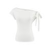 2025 Nuevo Diseño de Verano Top Irregular Puro Sexy Tirantes Descubiertos Camiseta Slim de Manga Corta para Mujer