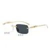 Óculos sem Aro Color-Changing de Metal, Óculos de Sol Decorativos com Borda Cortada, Lentes Coloridas, Óculos de Sol Retrô, Óculos de Sol Color-Changing para Homens e Mulheres