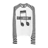 Marca de moda 25AW* Rayas de notas musicales oscuras y claras de nicho, manga raglán, corte ajustado, tacto de alta gama, camiseta de manga larga para hombre y mujer