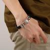 Pulsera de cuero de acero y titanio para hombres europeos y americanos, personalidad animal creativa, pulsera simple para hombres, joyería de mano con cabeza de lobo al por mayor