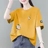 Ropa de maternidad de comercio exterior transfronterizo, camiseta de manga corta de sobreproducción para mujer, corte holgado, talla grande, adelgazante, que disimula el abdomen, top moderno estilo coreano