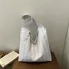 Bolsa de Axila Estilo Fresco e Suave com Design Listrado, Bolsa Tote para Meninas e Estudantes, Bolsa de Ombro para Uso Diário, Deslocamento e Compras para Mulheres