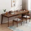 Mesa Dupla, Mesa Longa com Pés de Madeira Maciça, Mesa Estreita Contra a Janela e a Parede, Mesa de Escritório, Mesa para Computador, Mesa de Trabalho, Quarto de Casa