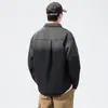 Camisa de mezclilla lavada con degradado para hombre, top suelto de bolsillo estilo americano para otoño, chaqueta de camisa de manga larga vintage para hombre, a la moda