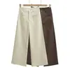 Pantalones de traje de pierna ancha ajustados estilo americano para mujer, nueva colección de verano 2026, diseño de cintura alta, pierna recta, color albaricoque, pantalones casuales inspirados en ropa de trabajo