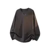 Novedad Otoño/Invierno 2026 Camiseta Sencilla de Terciopelo Alemán de Manga Larga Holgada con Cuello en V para Hombre Talla Grande Moda Casual Jersey Camiseta Básica