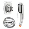 Cabezal de Ducha Presurizado Negro Aspersor de Ajuste de Cinco Velocidades Baño Ducha Calentador de Baño Set de Cabezal de Ducha de Lluvia Presurizado
