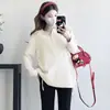 Em Estoque Novo Design de Moda Gestante Cordão Manga Longa Simples Versátil Camiseta Primavera e Outono Camisa Base