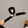 Horquilla de pelo con flocado, elegante, con forma de perla, para otoño e invierno, con forma de disco para la parte trasera del pelo, pinza para el pelo con forma de tiburón avanzada, horquilla grande para la cabeza