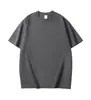 320g Algodón Peinado en Blanco Fabricante Mayorista de Logotipo Estampado Hilado Doble Camiseta Pesada Manga Corta Cuello Redondo Hombro Caído Grande