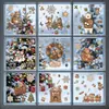 Decoración de Atmósfera Navideña Pegatinas Electrostáticas para Puertas y Ventanas de Vidrio Reno Ardilla Oso Polar Muñeco de Nieve Corona Chimenea
