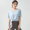 Camiseta deportiva de manga corta con abertura, estilo nuevo, holgada para mujer, secado rápido, para correr, entrenamiento, fitness, ropa ligera para Pilates y yoga
