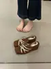 Sandalias tejidas de plataforma con tacón de cuña y punta abierta para mujer, nuevo estilo Verano 2026, que aumentan la altura, perfectas para combinar con vestidos, sandalias de meter