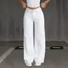 Jeans Feminino da Moda Cintura Alta Retrô Drapeado Perna Larga Solto Reto Versátil Calças Compridas para Mulheres Transfronteiriço Amazon