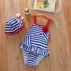 Novo Maiô Infantil para Meninas 2026, Maiô Listrado de Peça Única, Conjunto de Roupa de Banho para Bebês, Maiô Infantil Fofo Estilo Coreano