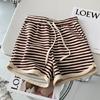 Shorts Deportivos Casuales de Rayas a la Moda para Mujer, Diseño Delgado de Verano, Estilo Coreano, Rejuvenecedores, Sueltos de Pierna Ancha, Hot Pants de Tres Puntos