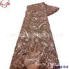 Encaje de malla transparente teñido bordado con lentejuelas de aguja apretada estilo francés con cuentas accesorios vestido ropa de noche tejido de encaje