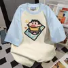 Camisetas Cortas Sueltas de Marca Trendy High Street Literarias Retro de Verano 2025 para Hombres y Mujeres, Tops de Pareja de Color Contrastante Estilo Ins