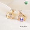 [Accesorios] Base para Aretes de Perlas con Aguja de Plata S925 Accesorios Base para Aretes de Perlas con Tachón Accesorios Electrochapado en Oro Real