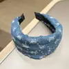 Faixa de Cabelo Jeans Estilo Coreano Retrô com Toque de Luxo, Faixa Larga, Novo Acessório de Cabelo Moderno e Versátil