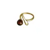 Anel de Pedra Olho de Tigre Turquesa Retro de Luxo Leve Design de Nicho Feminino Anel da Moda Único Tendência