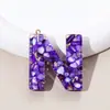 Llavero de 26 Letras Más Vendido por el Fabricante, Piedra Morada, Colgante Pequeño Semiacabado, Resina, Accesorios de Joyería DIY para Mujeres