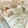 Juego de ropa de cama de tres piezas de algodón puro para dormitorio de estudiante universitario, estilo sábana bajera 100% algodón, sábana individual y funda de edredón para estudiantes de secundaria